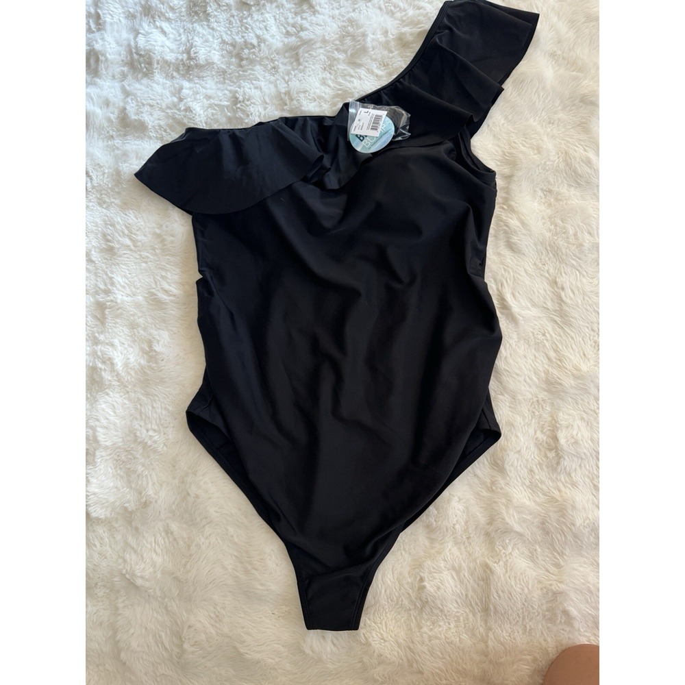 Beach Bump Ruffle Front one Shoulder UPF 50+ Swimsuit Motherhood Maternity Large - Picture 7 of 9